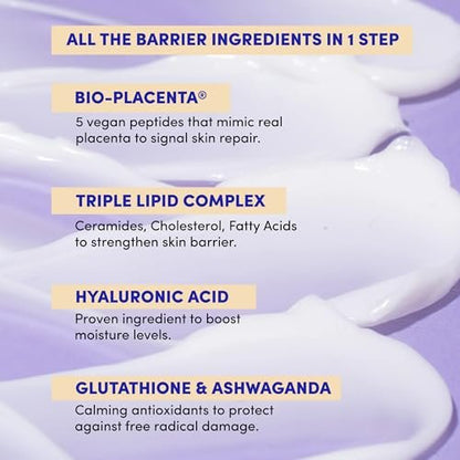 LION POSE Pep Talk Bio-Placenta Barrier Repair Cream for Redness & Dryness - Face and Body Moisturizer with Ceramides, Glutathione, and Ashwagandha - 1.7 fl oz Avelisse
