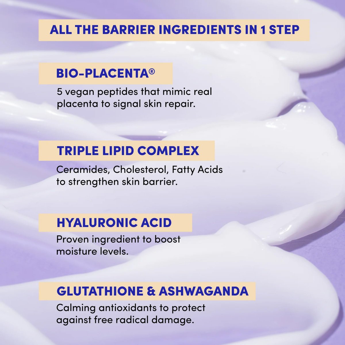 LION POSE Pep Talk Bio-Placenta Barrier Repair Cream for Redness & Dryness - Face and Body Moisturizer with Ceramides, Glutathione, and Ashwagandha - 1.7 fl oz Avelisse