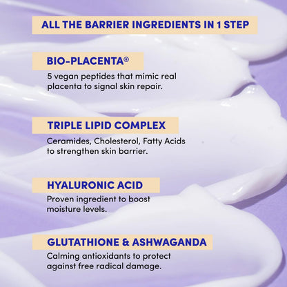 LION POSE Pep Talk Bio-Placenta Barrier Repair Cream for Redness & Dryness - Face and Body Moisturizer with Ceramides, Glutathione, and Ashwagandha - 1.7 fl oz Avelisse