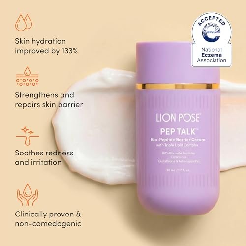 LION POSE Pep Talk Bio-Placenta Barrier Repair Cream for Redness & Dryness - Face and Body Moisturizer with Ceramides, Glutathione, and Ashwagandha - 1.7 fl oz Avelisse