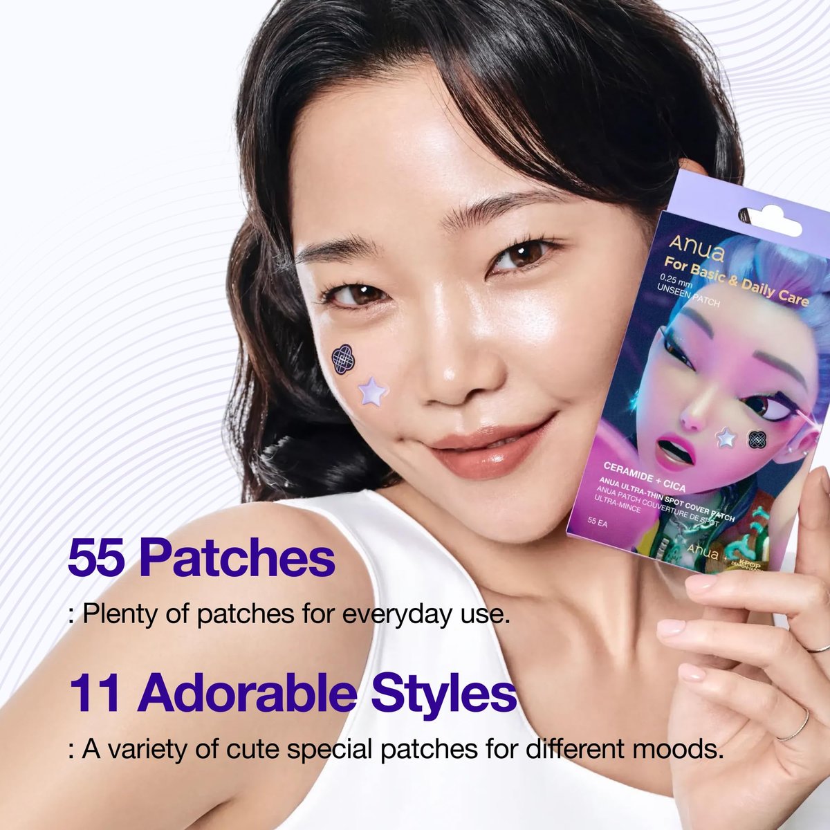 Anua Ultra-Thin Spot Cover Patch - Invisible Hydrocolloid Acne Patch with Centella for Sensitive Skin, Cute Pimple Patches, Korean Skincare, 55 Count Avelisse