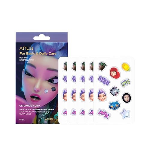 Anua Ultra-Thin Spot Cover Patch - Invisible Hydrocolloid Acne Patch with Centella for Sensitive Skin, Cute Pimple Patches, Korean Skincare, 55 Count Avelisse