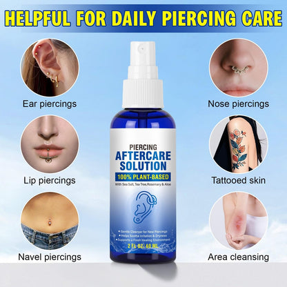Piercing Aftercare Spray - Saline Solution for Ear, Nose, Navel & Body Piercing Cleaner & Soothing, 60ml