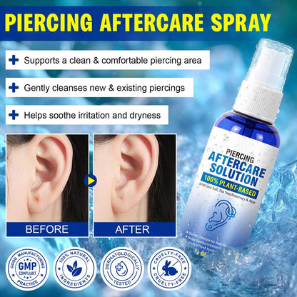 Piercing Aftercare Spray - Saline Solution for Ear, Nose, Navel & Body Piercing Cleaner & Soothing, 60ml