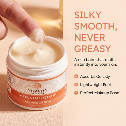 Vitality Extracts Morning Glow Essential Oil Balm - Daily Skin Hydration with Beeswax & Vitamin E for All Skin Types, 2 oz Avelisse