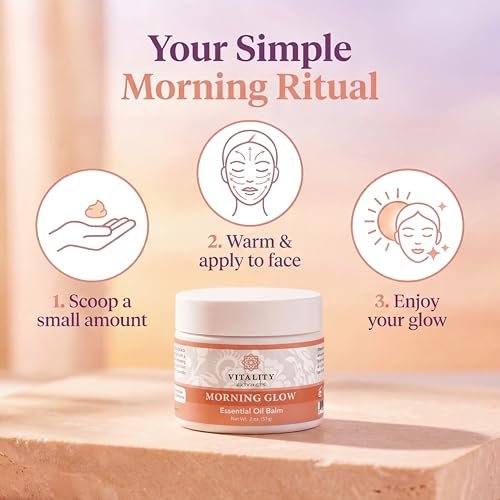 Vitality Extracts Morning Glow Essential Oil Balm - Daily Skin Hydration with Beeswax & Vitamin E for All Skin Types, 2 oz Avelisse