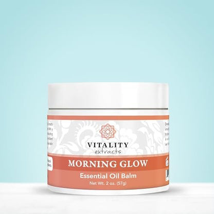 Vitality Extracts Morning Glow Essential Oil Balm - Daily Skin Hydration with Beeswax & Vitamin E for All Skin Types, 2 oz Avelisse