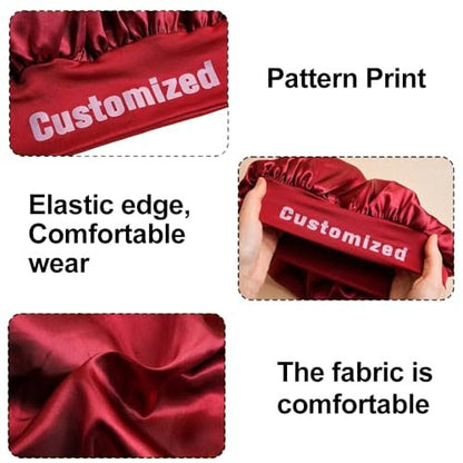 2-Pack Custom Silk Bonnet with Name for Women – Personalized Satin Hair Wrap for Sleeping, Curly, Braid & Black Hair