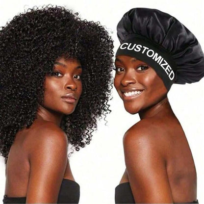 2-Pack Custom Silk Bonnet with Name for Women – Personalized Satin Hair Wrap for Sleeping, Curly, Braid & Black Hair