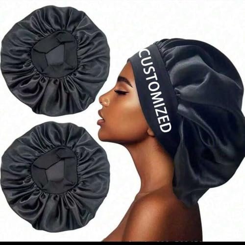 2-Pack Custom Silk Bonnet with Name for Women – Personalized Satin Hair Wrap for Sleeping, Curly, Braid & Black Hair - görsel 8