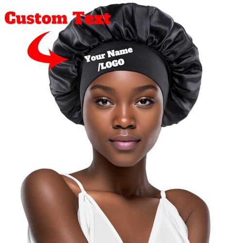 2-Pack Custom Silk Bonnet with Name for Women – Personalized Satin Hair Wrap for Sleeping, Curly, Braid & Black Hair - görsel 4