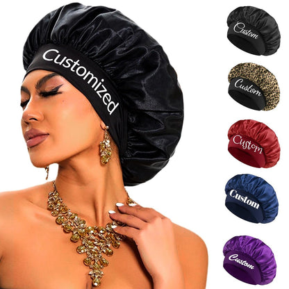 2-Pack Custom Silk Bonnet with Name for Women – Personalized Satin Hair Wrap for Sleeping, Curly, Braid & Black Hair