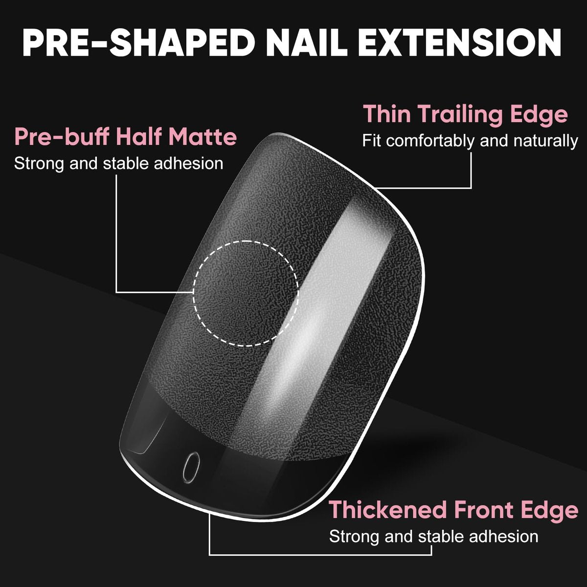 Short Almond & Short Square Gel Nail Tips Kit - 240Pcs Pre-Etched Clear Fake Nails in 12 Sizes with 5-in-1 Gel Glue, Nail Glue Remover, UV LED Lamp and Nail Stand - Gifts for Women Girls - görsel 5