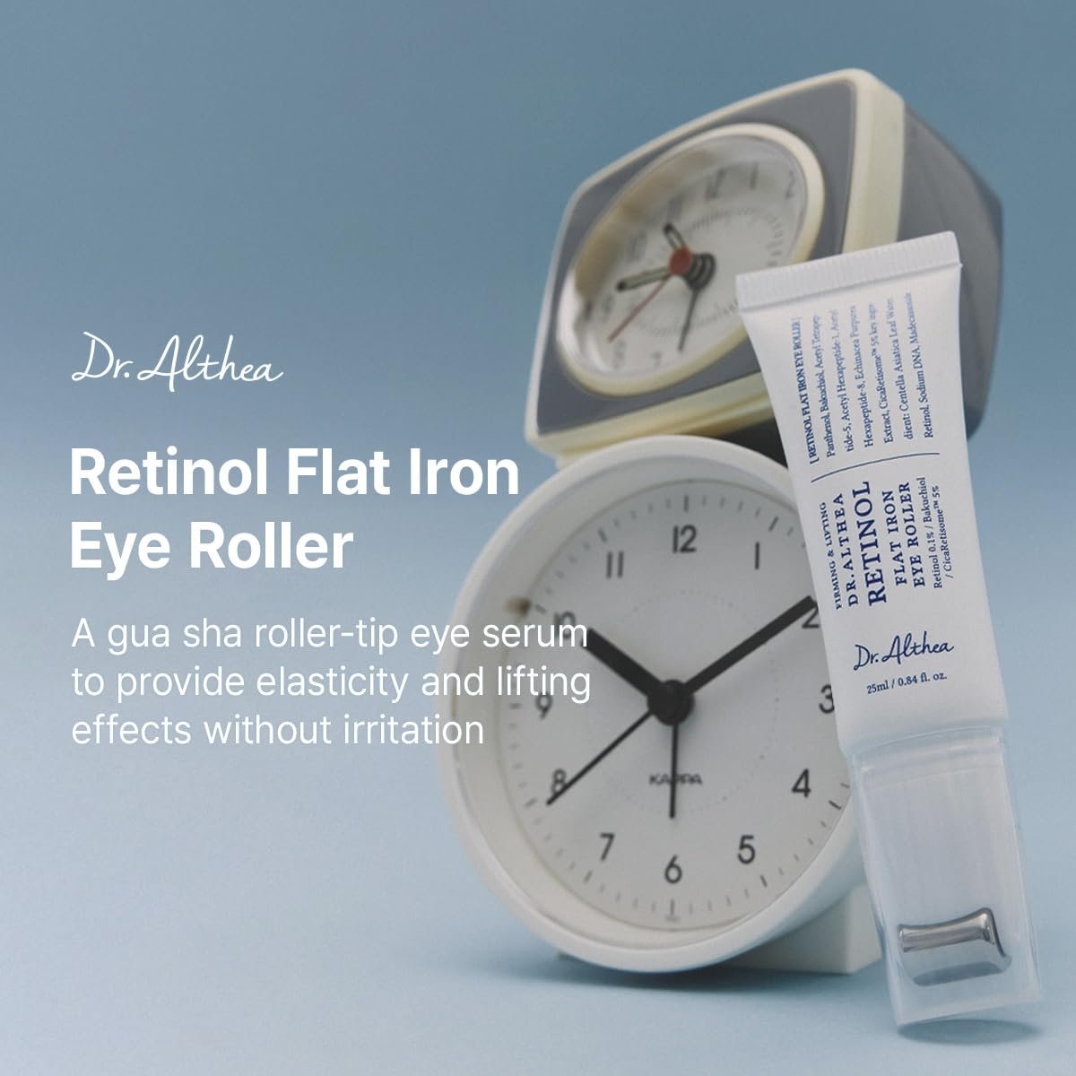 Dr.Althea Retinol Flat Iron Eye Roller | Face Lift Serum with Gua Sha Roller | Antiaging Care with Madecassoside & Centella & Hyaluronic Acid | Vegan Korean Skincare, 0.84 fl oz Avelisse