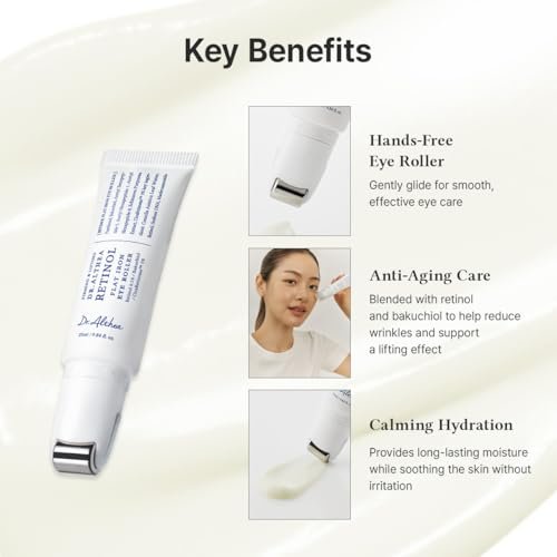 Dr.Althea Retinol Flat Iron Eye Roller | Face Lift Serum with Gua Sha Roller | Antiaging Care with Madecassoside & Centella & Hyaluronic Acid | Vegan Korean Skincare, 0.84 fl oz Avelisse