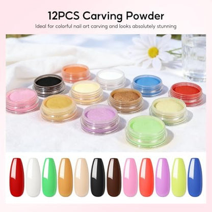 PEACECOLOR Acrylic Nail Kit with UV Light – 3 Pcs Acrylic Powder, Glitter Powder, Rhinestones – Complete Acrylic Set for Beginners, Gift for Women Avelisse