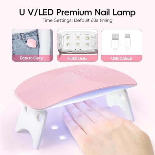 PEACECOLOR Acrylic Nail Kit with UV Light – 3 Pcs Acrylic Powder, Glitter Powder, Rhinestones – Complete Acrylic Set for Beginners, Gift for Women Avelisse