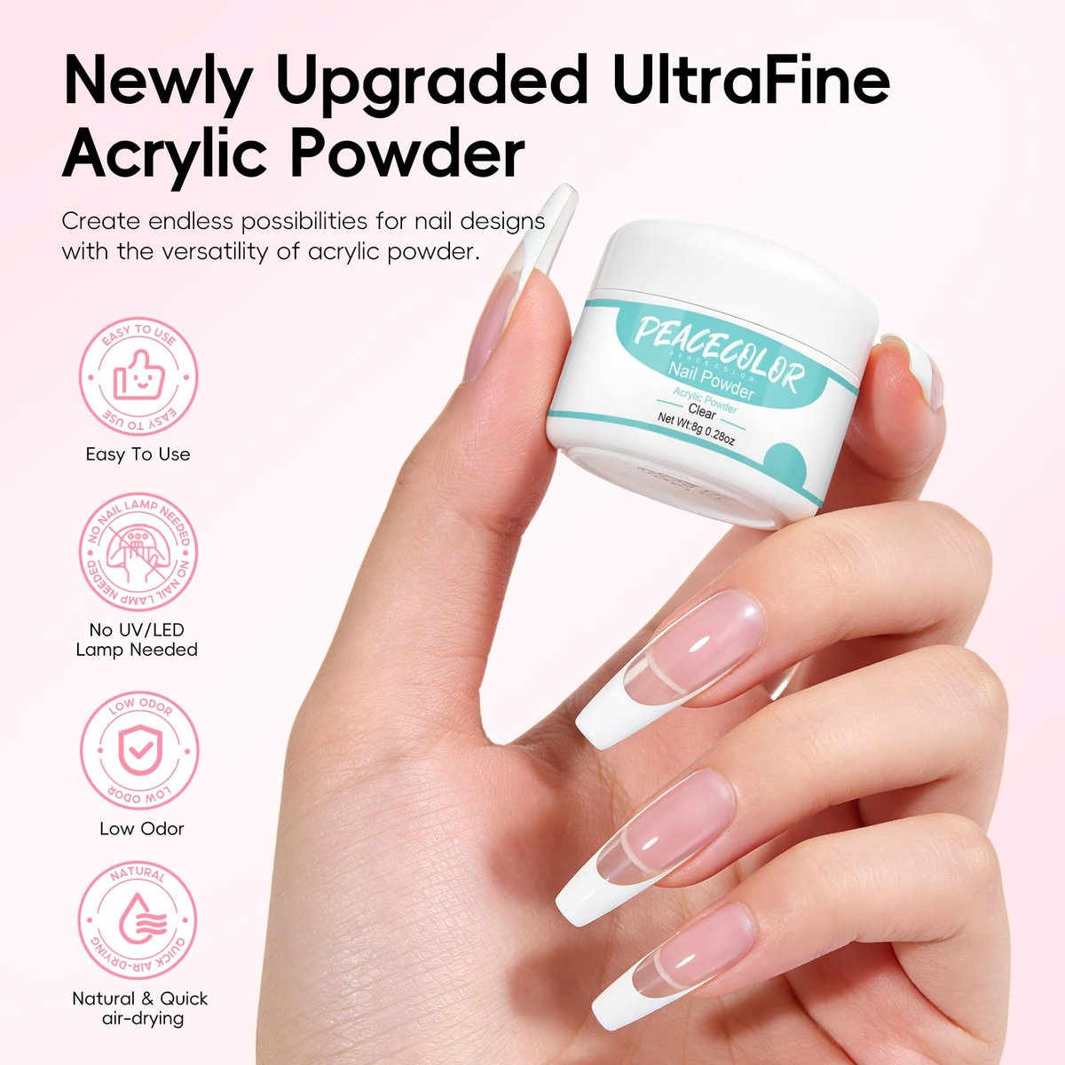 PEACECOLOR Acrylic Nail Kit with UV Light – 3 Pcs Acrylic Powder, Glitter Powder, Rhinestones – Complete Acrylic Set for Beginners, Gift for Women Avelisse