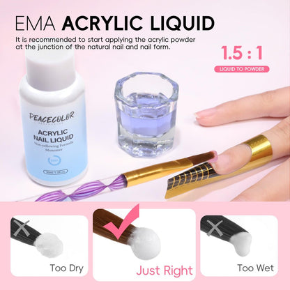 PEACECOLOR Acrylic Nail Kit with UV Light – 3 Pcs Acrylic Powder, Glitter Powder, Rhinestones – Complete Acrylic Set for Beginners, Gift for Women Avelisse