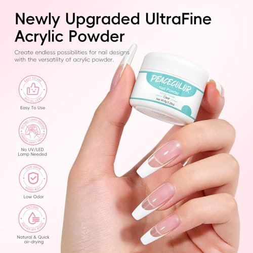 PEACECOLOR Acrylic Nail Kit with UV Light – 3 Pcs Acrylic Powder, Glitter Powder, Rhinestones – Complete Acrylic Set for Beginners, Gift for Women Avelisse