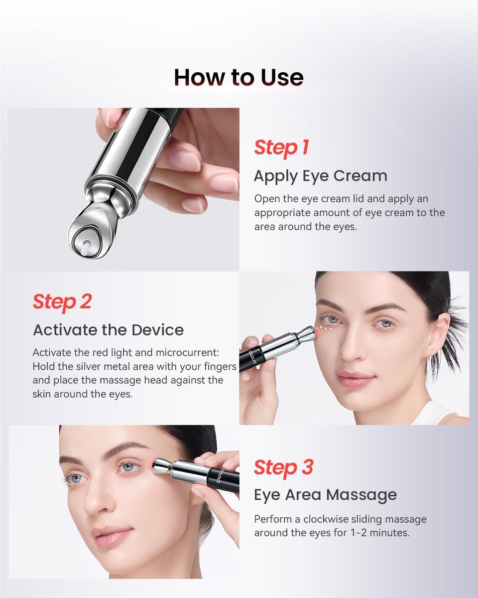 AMIRO 2-in-1 Red Light Eye Cream with Built-In Microcurrent Massager, PDRN Peptide Under Eye Treatment for Puffy, Tired-Looking Eyes, Hydrated & Firmer-Looking Skin, 1.06 oz Avelisse