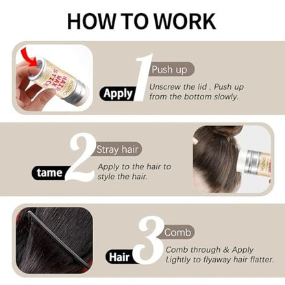 Hair Wax Stick for Flyaways Control & Styling Pomade, 2-Pack Non-Greasy Slick Stick for Women, Kids & Men – Tame Frizz, Sleek Ponytails & Buns, Nourishing Travel-Friendly Hair Wax