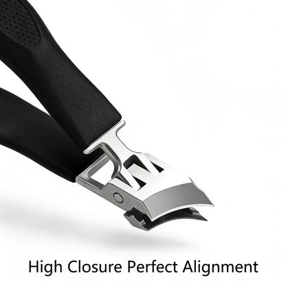 CHEMAILON Wide Jaw Opening Anti-Splash Slanted Nail Clipper - Curved Toenail Clippers for Thick Nails with Ergonomic Handle