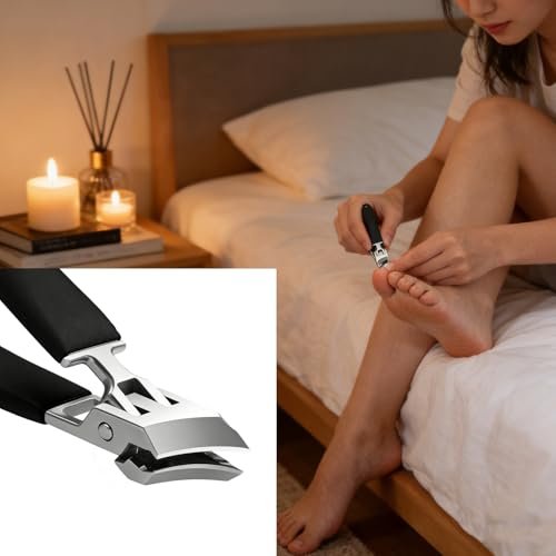 CHEMAILON Wide Jaw Opening Anti-Splash Slanted Nail Clipper - Curved Toenail Clippers for Thick Nails with Ergonomic Handle - görsel 12