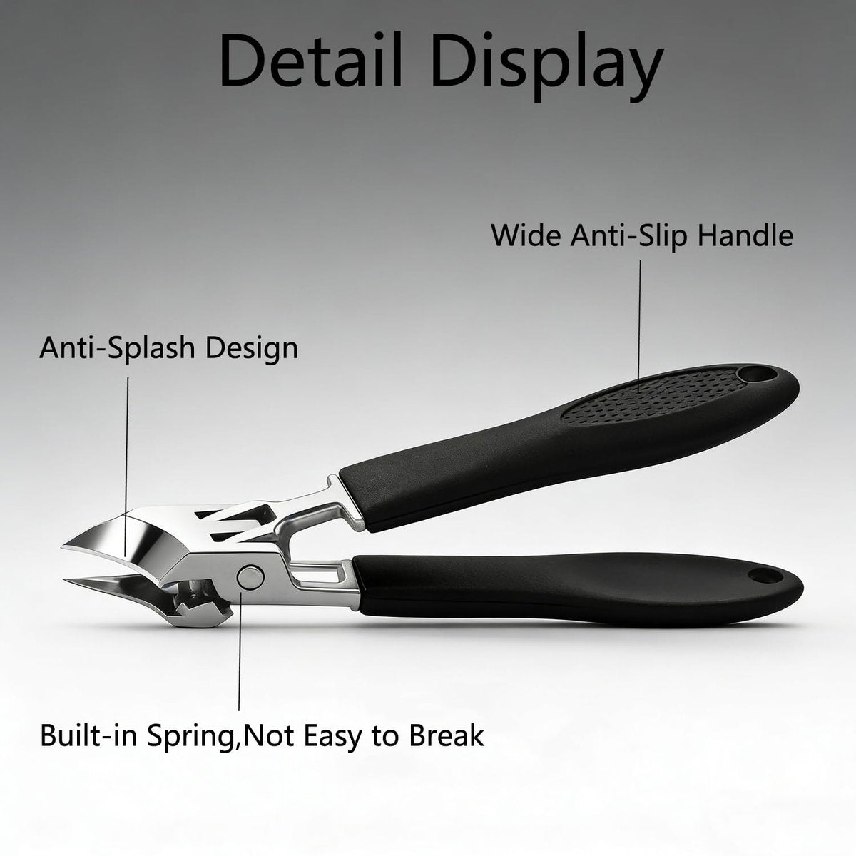 CHEMAILON Wide Jaw Opening Anti-Splash Slanted Nail Clipper - Curved Toenail Clippers for Thick Nails with Ergonomic Handle - görsel 5