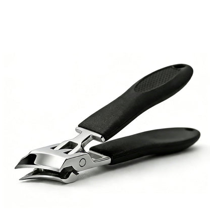 CHEMAILON Wide Jaw Opening Anti-Splash Slanted Nail Clipper - Curved Toenail Clippers for Thick Nails with Ergonomic Handle