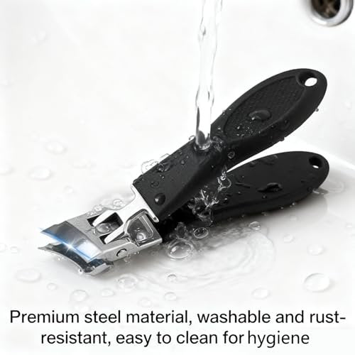 CHEMAILON Wide Jaw Opening Anti-Splash Slanted Nail Clipper - Curved Toenail Clippers for Thick Nails with Ergonomic Handle - görsel 10