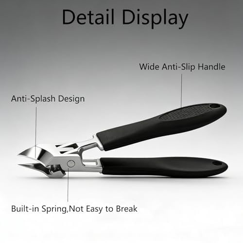 CHEMAILON Wide Jaw Opening Anti-Splash Slanted Nail Clipper - Curved Toenail Clippers for Thick Nails with Ergonomic Handle - görsel 6