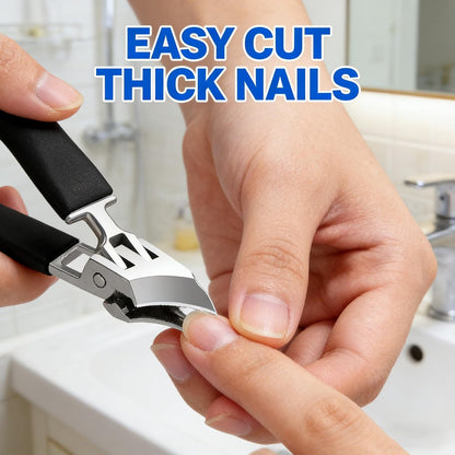 CHEMAILON Wide Jaw Opening Anti-Splash Slanted Nail Clipper - Curved Toenail Clippers for Thick Nails with Ergonomic Handle