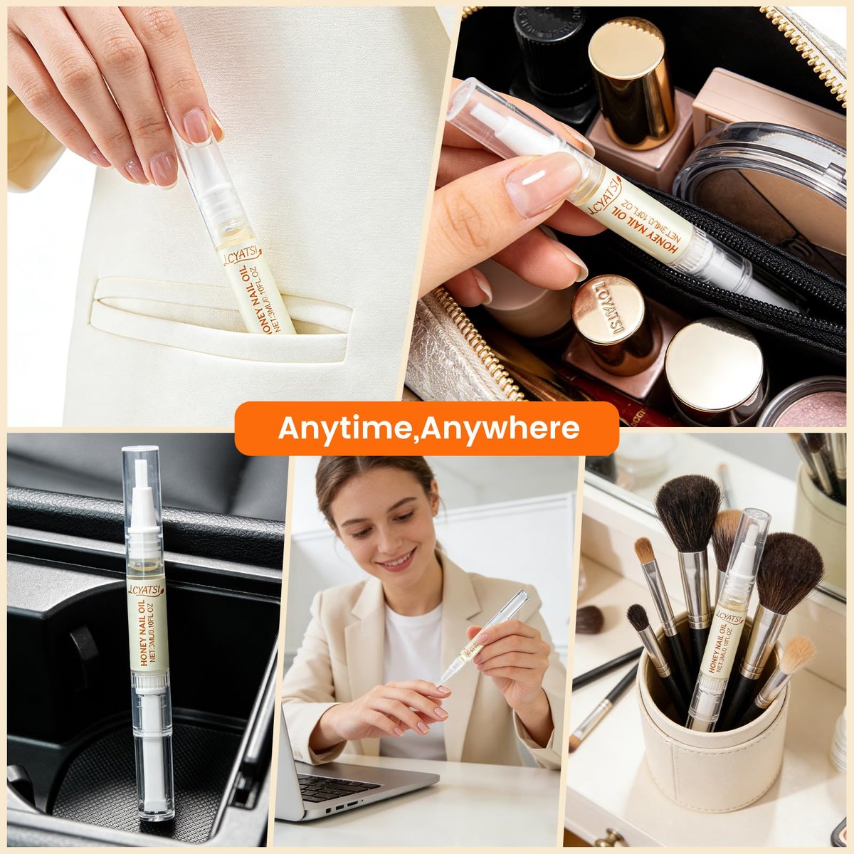 Honey Nail Oil Treatment for Growth and Strength - Cuticle Oil Pen to Nourish, Moisturize and Repair Dry, Brittle, Peeling and Damaged Nails Avelisse