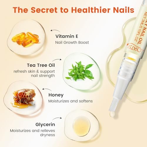 Honey Nail Oil Treatment for Growth and Strength - Cuticle Oil Pen to Nourish, Moisturize and Repair Dry, Brittle, Peeling and Damaged Nails Avelisse