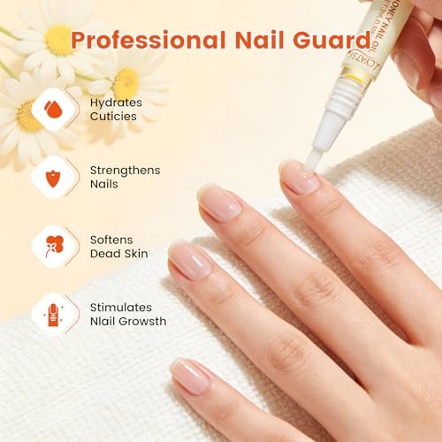 Honey Nail Oil Treatment for Growth and Strength - Cuticle Oil Pen to Nourish, Moisturize and Repair Dry, Brittle, Peeling and Damaged Nails Avelisse
