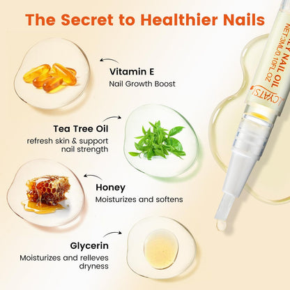 Honey Nail Oil Treatment for Growth and Strength - Cuticle Oil Pen to Nourish, Moisturize and Repair Dry, Brittle, Peeling and Damaged Nails Avelisse