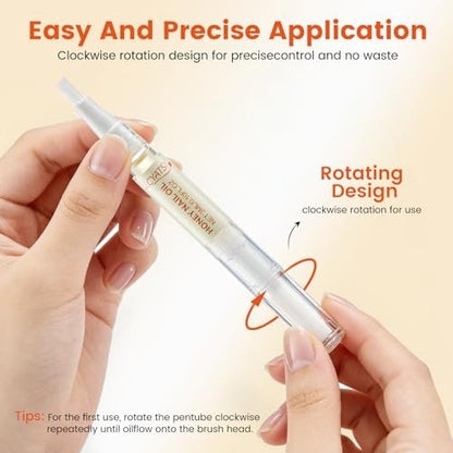 Honey Nail Oil Treatment for Growth and Strength - Cuticle Oil Pen to Nourish, Moisturize and Repair Dry, Brittle, Peeling and Damaged Nails Avelisse