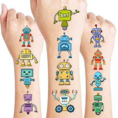 Cute Robot Temporary Tattoos for Kids - 60 PCS (5 Sheets) Pre-Cut Robot Stickers, Party Favors, Birthday Decorations, Classroom Prizes