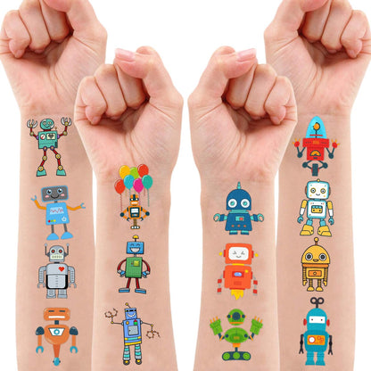 Cute Robot Temporary Tattoos for Kids - 60 PCS (5 Sheets) Pre-Cut Robot Stickers, Party Favors, Birthday Decorations, Classroom Prizes