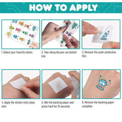 Cute Robot Temporary Tattoos for Kids - 60 PCS (5 Sheets) Pre-Cut Robot Stickers, Party Favors, Birthday Decorations, Classroom Prizes