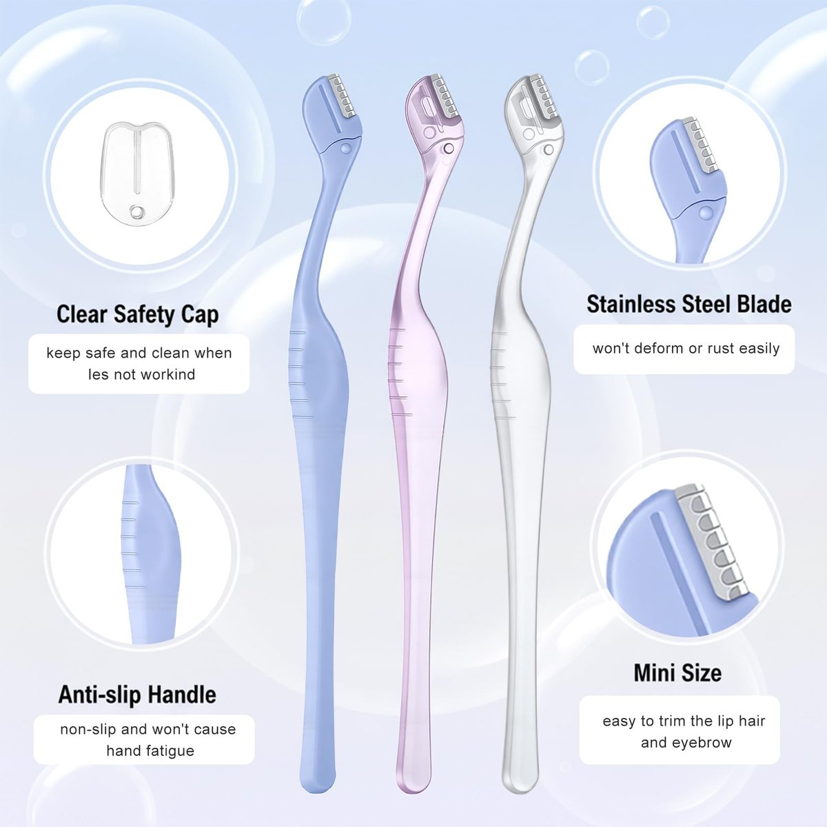 HJZHII 6 Pcs Eyebrow Razor for Women - Mini Eyebrow Trimmer with Precision Cover, Small Face Razor for Lip Hair Removal & Eyebrow Shaping Avelisse