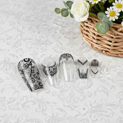 20 Rolls White and Black Lace Nail Foil Transfer Stickers - Flower Nail Art Decals for DIY Manicure