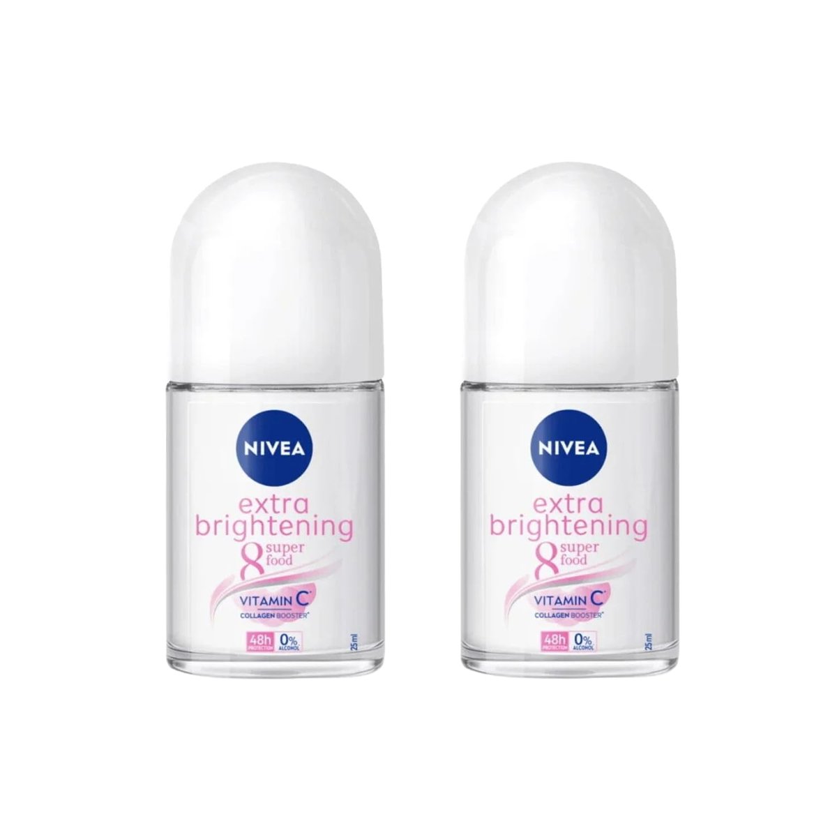 NIVEA Women Extra Brightening Roll-On Deodorant 25ml – 48H Sweat & Odor Protection, Vitamin C & Licorice Formula, 2-Pack Avelisse
