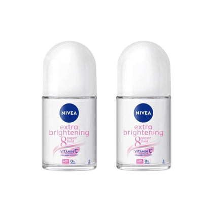 NIVEA Women Extra Brightening Roll-On Deodorant 25ml – 48H Sweat & Odor Protection, Vitamin C & Licorice Formula, 2-Pack Avelisse