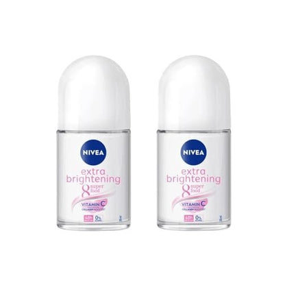 NIVEA Women Extra Brightening Roll-On Deodorant 25ml – 48H Sweat & Odor Protection, Vitamin C & Licorice Formula, 2-Pack Avelisse
