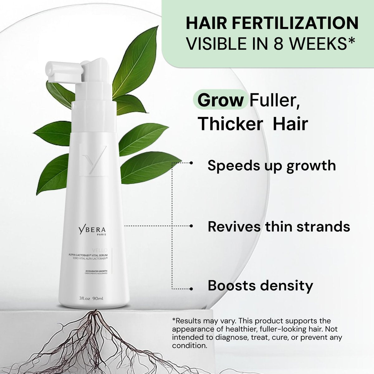 YBERA VELLO Serum for Thinning Hair with ALFA-LACTOBABY Technology – Scalp Serum for Hair Growth & Anti Hair Loss for Men and Women (3 Fl Oz) Avelisse