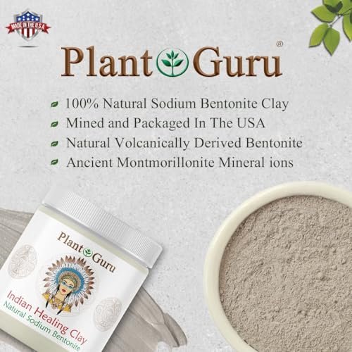 Plant Guru Sodium Bentonite Clay Powder 5 lbs – 100% Natural Indian Healing Clay for Deep Pore Cleansing Facial & Body Mask, Detox for Face, Hair, Acne & Bath Avelisse