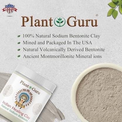 Plant Guru Sodium Bentonite Clay Powder 5 lbs – 100% Natural Indian Healing Clay for Deep Pore Cleansing Facial & Body Mask, Detox for Face, Hair, Acne & Bath Avelisse