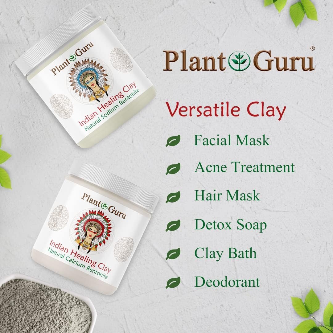 Plant Guru Sodium Bentonite Clay Powder 5 lbs – 100% Natural Indian Healing Clay for Deep Pore Cleansing Facial & Body Mask, Detox for Face, Hair, Acne & Bath Avelisse